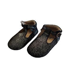 Monkey Feet Black Sparkle T-Bar Mary Jane Shoes Size 2-3Y